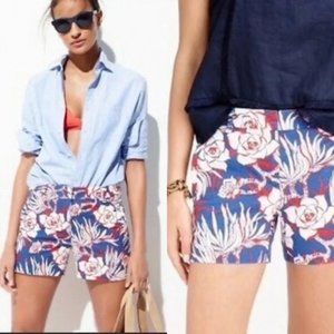 J Crew Tropical Floral Shorts, Red/White/Blue Floral, Size 2